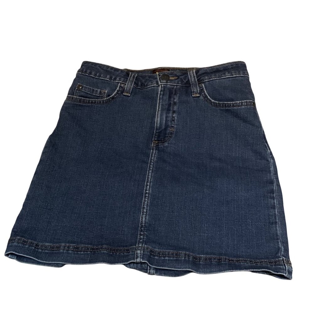 Vintage Lee Denim Blue Jean Skort Women's A-Line‎ Style Back Pockets Size S